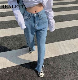 Spring Summer Women Jeans Fashion High Waist Casual Loose Straight Ladies Trousers Wide-legged Pants Female 210428