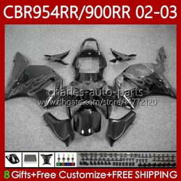 Bodywork For HONDA CBR900RR CBR954RR CBR900 CBR954 RR Body 61No.141 CBR 900 954 CC RR 954CC 2002 2003 CBR 954RR 900RR 02 03 CBR954-RR Grey flames 2002-2003 Fairing Kit