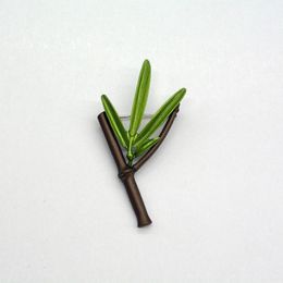 Pins, Brooches Fashion Green Bamboo Brooch Retro Wild Pin Ladies Shawl Buckle Jewelry Plant For Men's Suit Ornament