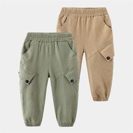 Casual Cargo Trouser for Boys Kids Cotton Pants Spring Autumn Teenager Boys Joggers Clothing 3-10 Years Student Sweatpants 210414