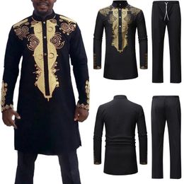 Men's Tracksuits African Clothes Set Suit Autumn Winter Luxury Print Long Sleeve Dashiki Shirt Pants Mens Clothing Sets #45