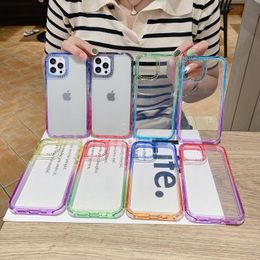 Gradients Cases Transparent Cover 3in1 PC Frames TPU With Airbags for iPhone13 12 mini pro max 11 XR XS 8 SamsungS21 PLUS Ultra A11 A31 A01 A12 A32 A51 A71 A52 A72 Anti-slip