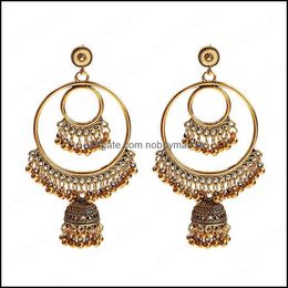 Dangle & Chandelier Earrings Jewelry Vintage Gold Tassel Jhumka Women Carved Sier Color Bells Indian Ladies Bijoux Drop Delivery 2021 0Yf3W