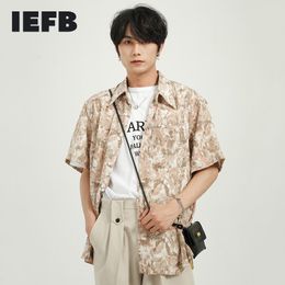 IEFB Men's Clothing Spring Summer Blouse Korean Loose Trend Oil Painting Design Short Sleeve Shirt For Male 9Y6172 210524