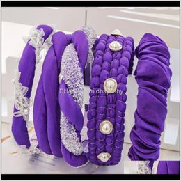 Headbands Jewelry Drop Delivery 2021 Purple Hairband Pearl Laceladies Headband Loop Retro Female Hair Accessories For Women Girls Headwear Fx