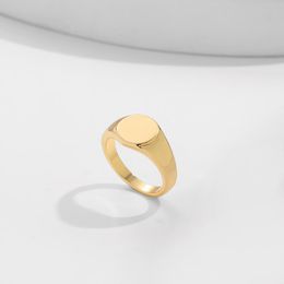 Punk Stainless Steel Glossy Rings for Women Men Minimalist Charms Wide Round Circle Gold Thick Rings Stack Statement Jewelry