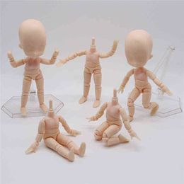 2022 mod spielzeug OB11 Nude Babypuppen beweglich zusammengefügt Make-up DIY Toys Bloße Gesichtspuppe Körper mit Stand Mode Geschenk Spielzeug für Mädchen 1/12 Puppe H1108