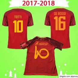 2022 totti roma jersey DE ROSSI # 10 Totti Ретро футбол Джерси Классическая Camicia Roma Vintage Maglia da Calcio 17 18 памятная футбольная футболка униформа дома коричневый