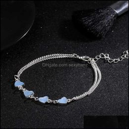 Luminous Heart Bracelets Light Up Anklets Blue Fluorescent Jewellery Glow In Dark G1022 Drop Delivery 2021 Egwvk