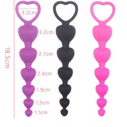 NXY Anal Toys Heart beads Soft Plug anus Silicone G Spot Stimulating Butt Plugs Adult Sex Couple Sexy 1203