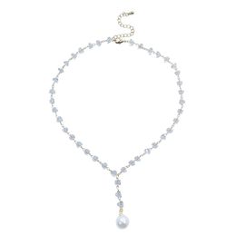 Fashion Crysatl Choker Neckalce Women Korean Personality Charms White Pearl Beads Necklaces Pendants Jewelry All Match