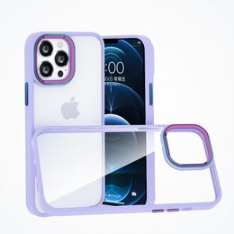Transperant Phone Case Metal Colourful Camera Protection Back Clear Cover For Iphone 13 12 11 Plus 8 Colours Luxry Fashion
