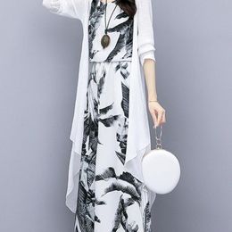 Casual Dresses Women Cotton And Linen Fashion Dress Two-piece Set