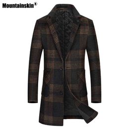 Mountainskin Winter Men Plaid Wool Coats New Mens Windproof Warm Thick Wool Windbreaker High Quality Long Coats Male MT019 Y1122