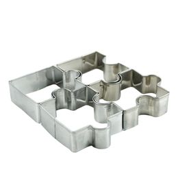 4 Pcs Baking Moulds Puzzle Shape Stainless Steel Cookie Cutter Set DIY Biscuit Mold Kitchen Tools Dessert Fondant Molds Wholesale