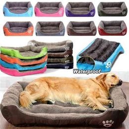 (S-3XL) Large Pet Cat Dog Bed 8Colors Warm Cozy House Soft Fleece Nest Baskets Mat Autumn Winter Waterproof Kennel 210924