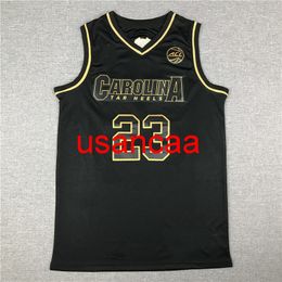 All embroidery No. 23 2020 North Carolina Black Gold Basketball Jersey Customise men's women youth Vest add any number name XS-5XL 6XL Vest