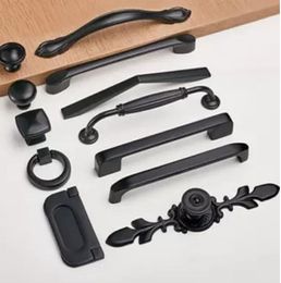 Cabinet drawer handle door American type black chest door handle modern and contracted Europe type cabinet single