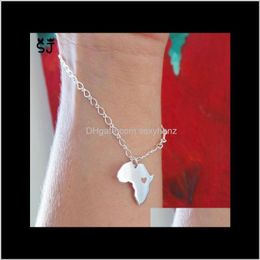 Charm Jewelry Drop Delivery 2021 5Pcs African Country Of South Map Adoption Bracelet Ethiopia Ciondolo Africa Heart Bracelets Lura9