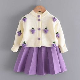 Bear Leader Kinder Gestrickte Kleidung Sets Herbst Mädchen Pullover Top und Röcke Outfits Kinder Mode Kleidung 2 6 Jahre 210708
