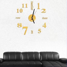 Wall Clocks Stickers Mirror Clock Sticker Creative Fashion Cool Removable 4 Colour Acrylic Mural Self-Adhesive