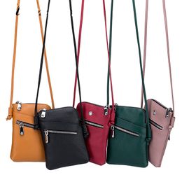 DHL30pcs Messenger Bags Women Genuine Leather Vertical Section Inclined Zipper Decoration Cross Body Bag Mix Colour