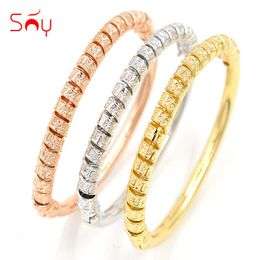 Sunny Jewellery Cuff Bracelets Bangles Rose Copper Three Colour Fashion Jewellery 2021 for Women for Party Gift High Quality Exquisit Q0717