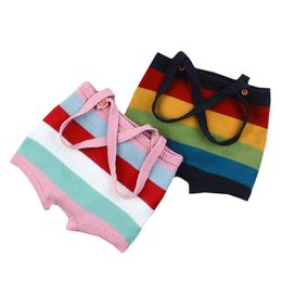 Strap Trousers for borns Overalls Baby Boys Color Stripe Knit Rompers Toddler Girls Jumpsuits Outfits Kids Clothes 210417