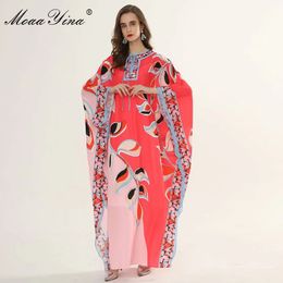 Fashion Designer Runway dress Spring Summer Women Dress Print Plus Size Loose Maxi Dresses 210524