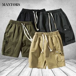 Men's Shorts Summer Plus Size Cotton Elastic Waist Work Bermuda Loose Baggy Breeches Army Green Male Cargo Casual Short 210714