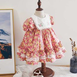 Girls Floral Dresses Kids Turkey Vintage Spanish Lolita Princess Frocks Infant Christening Gown Toddler Birthday Baptism Robe 210615