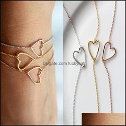 Link Bracelets Jewelrylink Chain Open Heart Bracelet In Bridesmaid Gift Charm Wedding Bridal Valentines Drop Delivery 2021 Gpxhk