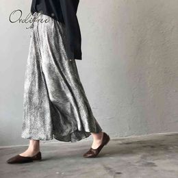 Summer Women Leopard Long High Waist Vintage Print Loose Casual Maxi Skirt 210415