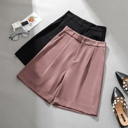 Plus Size Dress Women's Pants High Waist Shorts Summer Thin Loose Straight Casual Knee Length Womens clothing 239D 210420