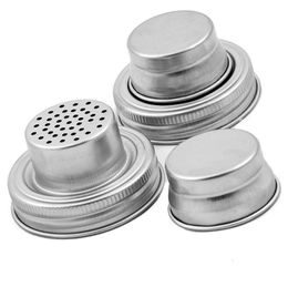 Mason Jar Shaker Lids Stainless Steel cover for Regular Mouth Maso n Canning Jars Rust Proof Cocktail Shaker Dry Rub Cocktail A0006