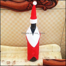 Decorations Festive Supplies Home & Garden Decoration Red Wine Er Clothes With Hat For Novelty Beer Bottle Sleeve Christmas Dinner Party Gif