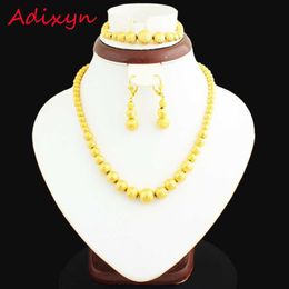 African Beaded Earring/Necklace/Bracelet set Gold Color Ball Ethiopian Indian Women Jewelry Wedding H1022