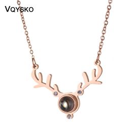 Pendant Necklaces I Love You 100 Languages Light Projection Beer Necklace With Crystals Selling Lover Jewelry For Women
