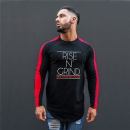 Muscleguys Hot New Spring Fashion O-Neck Slim Fit Long Sleeve T Shirt Men Trend Casual Mens T-Shirt Black Red T Shirts Tops 210421