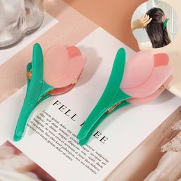 Candy Color Chic Fairy Hair Claw Little Daisy Tulip Arcylic Metal Korean Fashion Barrette Hair Accessories For Women Girls