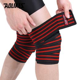 AOLIKES 1 Pair Knee Wraps Fitness Weight Lifting Sports Knee Bandages Squats Training Equipment Accessories for Gym Q0913