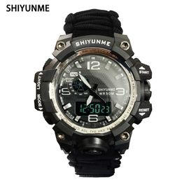 SHIYUNME Men Military Watch 50m Waterproof Wristwatch LED Digital Clock Outdoor Sport Watch Compass Thermometer Quartz Watch G1022