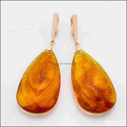 Charm Earrings Jewellery Long Synthesis Amber Earring Women 585 Rose Gold Colour Water Drop Fashion Elegant Daily Party Delivery 2021 Xrsuv