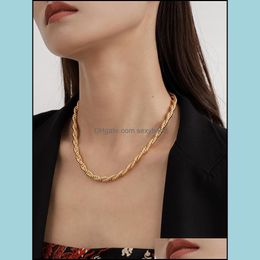 Chains Necklaces & Pendants Jewelry Europe Edgy Twist Gold Chain Necklace Chunky Thick Torque Drop Delivery 2021 Ky35B