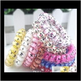 Rubber Bands 100Pcs High Quality Random Colour Leopard Star Rings Telephone Wire Cord Tie Girls Elastic Hair Band Ring Rope Bracelet Gs Oazev