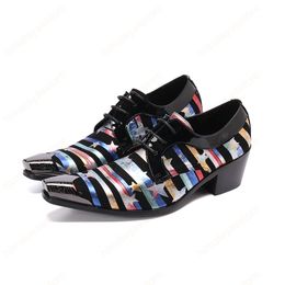 Italian Print Party Men Oxford Shoes Real Leather Wedding Dress Shoes Mid Heel Lace Up Formal Shoes Male Brogues