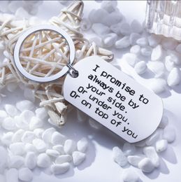 Lovers pendant keychain I promise to always be your side stainless steel Friend key chain with Customised lettering keyring