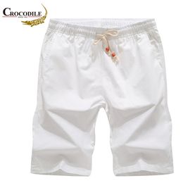 C brand Men's Shorts Summer Calf-length Male Boardshorts 100% Cotton Beach Elastic Waist Bottoms short 210629