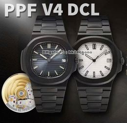 2021 PPF V4 Nautilus 5711/1A Full Black Cal.324 Automatic Mens Watch Blue / White DCL Steel Bracelet Gents Sports Watches