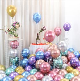 Party Decor 12inch Glossy Metal Pearl Latex Balloons Thick Chrome Metallic Colours Inflatable Air Balls Birthday